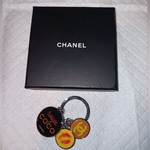 Chanel CC Rouge Coco Triple Charm Keychain With Box